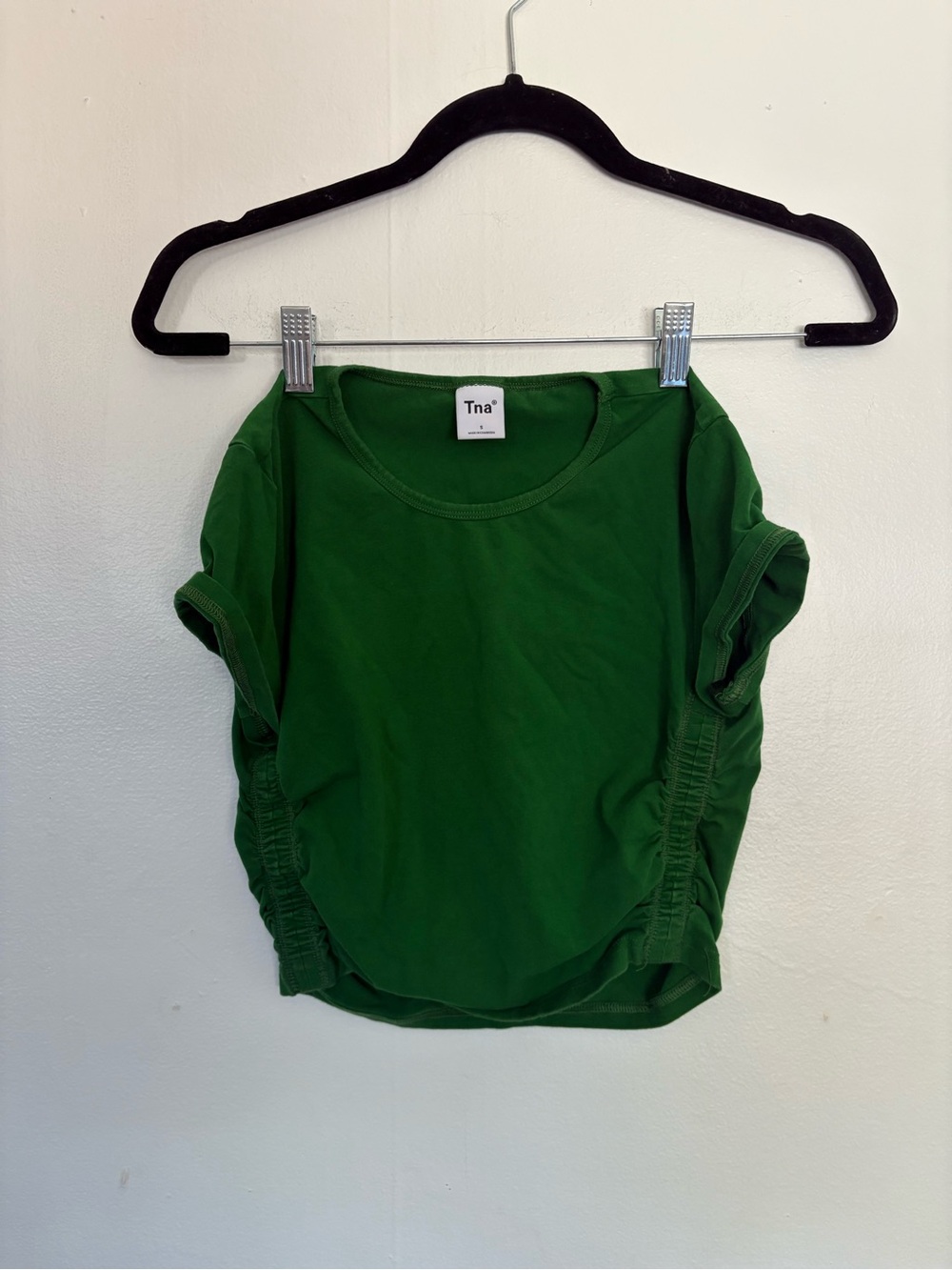 TNA Crop top with cinched side detail - Green - Small